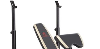 Banco de pesas ajustable con soporte para piernas
